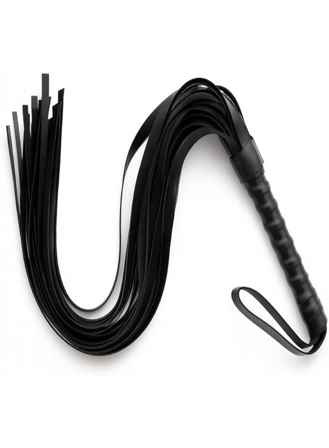 amazing.EGP AmazingEGP | Black Faux Leather Riding Crop, 39cm Length, PU Material with Plastic Handle, Metallic Accents, Costume Accessory for Halloween, Cosplay, Theater - Image 1