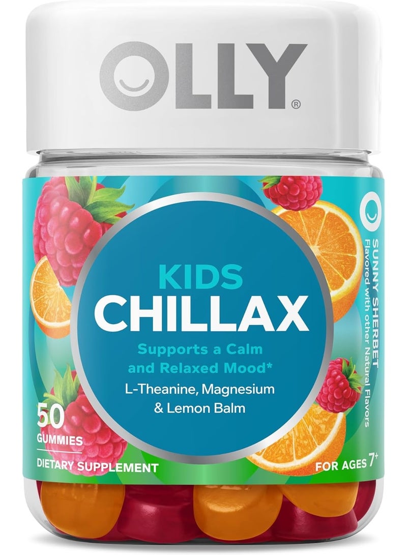 OLLY Kids Chillax Gummy, For a Calm and Relaxed Mood*, Magnesium, L-Theanine, Lemon Balm Extract, Chewable Supplement, Sherbet Flavored, 25 Day Supply - 50 Count (Packaging May Vary) - Image 1