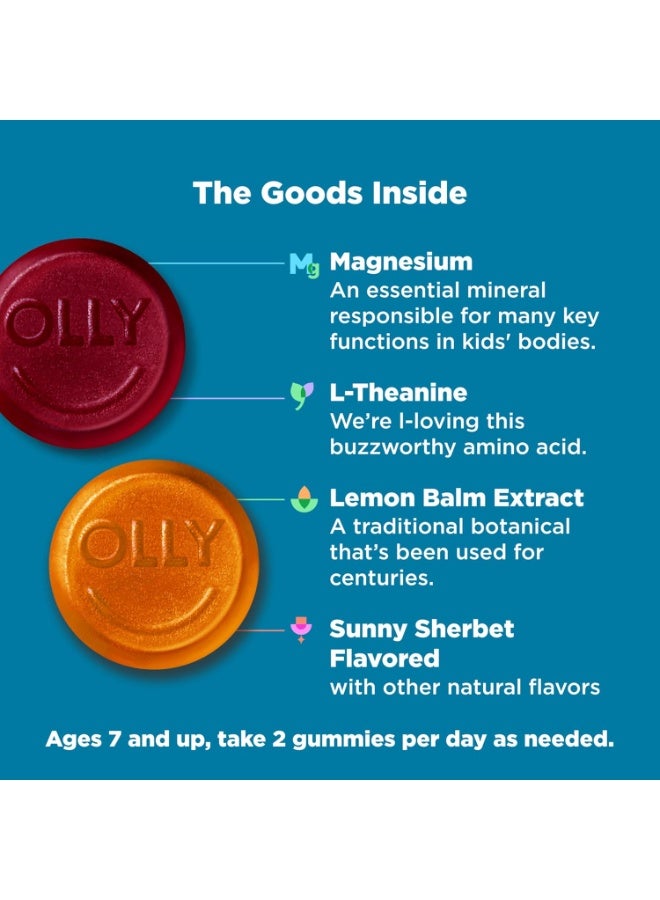 OLLY Kids Chillax Gummy, For a Calm and Relaxed Mood*, Magnesium, L-Theanine, Lemon Balm Extract, Chewable Supplement, Sherbet Flavored, 25 Day Supply - 50 Count (Packaging May Vary) - Image 2