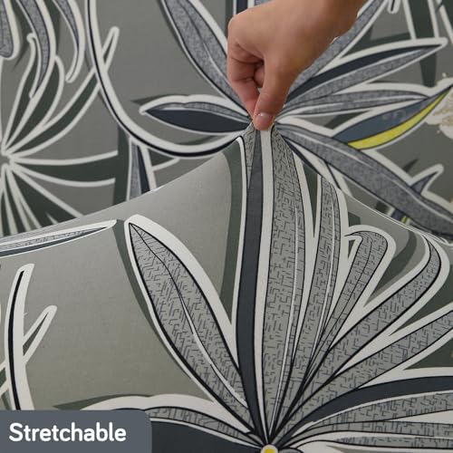 HOKIPO Polyester Blend 140 Gsm Stretchable Sofa Cover For 2 Seater Sofa, Frost Grey Marginata (Ar-5128-D7) - Image 2