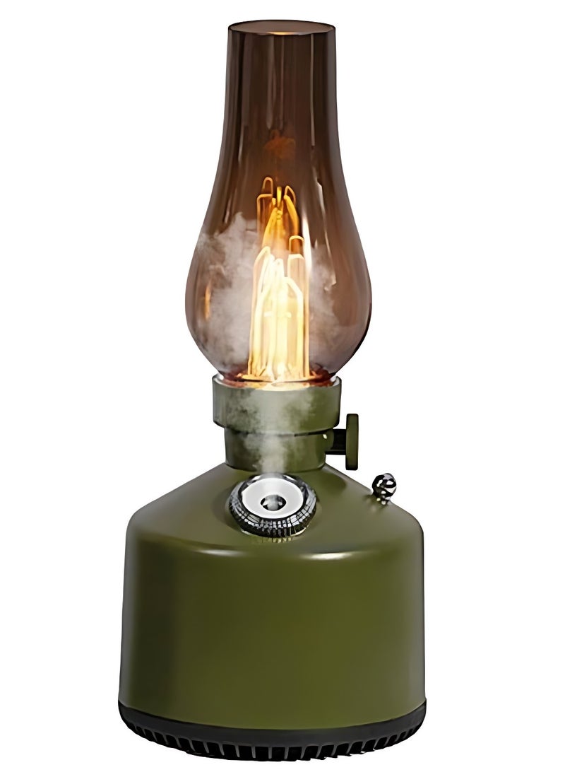 ARNOTEC Vintage LED Oil Lamp Aroma Diffuser – 3-in-1 Humidifier with Flame Light & Mist Spray, USB Rechargeable Retro Lantern for Home, Camping, Bedroom, Gift (Olive Green)  - Image 1