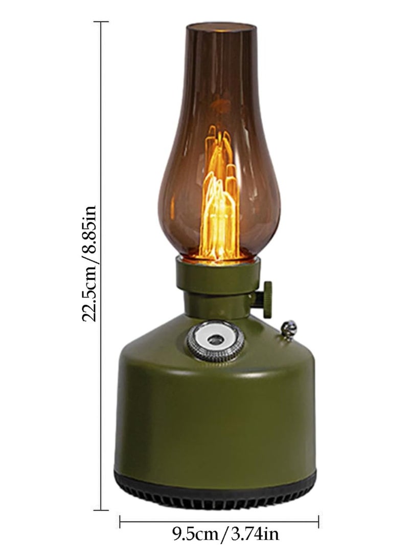 ARNOTEC Vintage LED Oil Lamp Aroma Diffuser – 3-in-1 Humidifier with Flame Light & Mist Spray, USB Rechargeable Retro Lantern for Home, Camping, Bedroom, Gift (Olive Green)  - Image 3