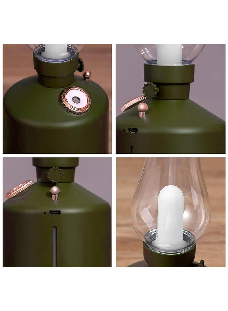 ARNOTEC Vintage LED Oil Lamp Aroma Diffuser – 3-in-1 Humidifier with Flame Light & Mist Spray, USB Rechargeable Retro Lantern for Home, Camping, Bedroom, Gift (Olive Green)  - Image 5