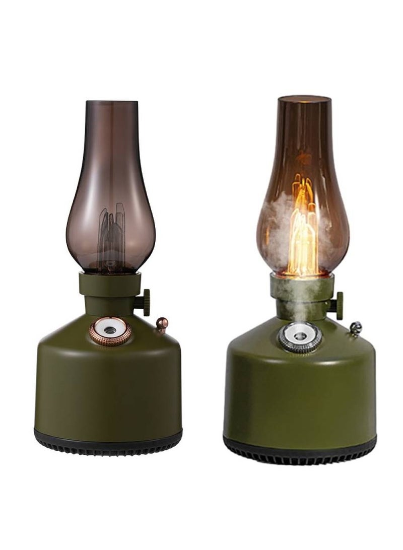 ARNOTEC Vintage LED Oil Lamp Aroma Diffuser – 3-in-1 Humidifier with Flame Light & Mist Spray, USB Rechargeable Retro Lantern for Home, Camping, Bedroom, Gift (Olive Green)  - Image 2