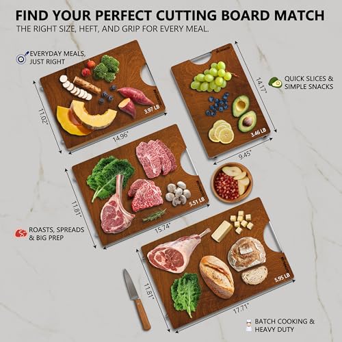 Brosisincorp Real Solid Sapele Cutting Board One Piece No Glue Non Toxic All Whole Single Wood Butcher Block Thick Hard Wood Heavy Duty Edge Grain (Large, 15.74"L*11.81"W*1.18"Th) - Image 4