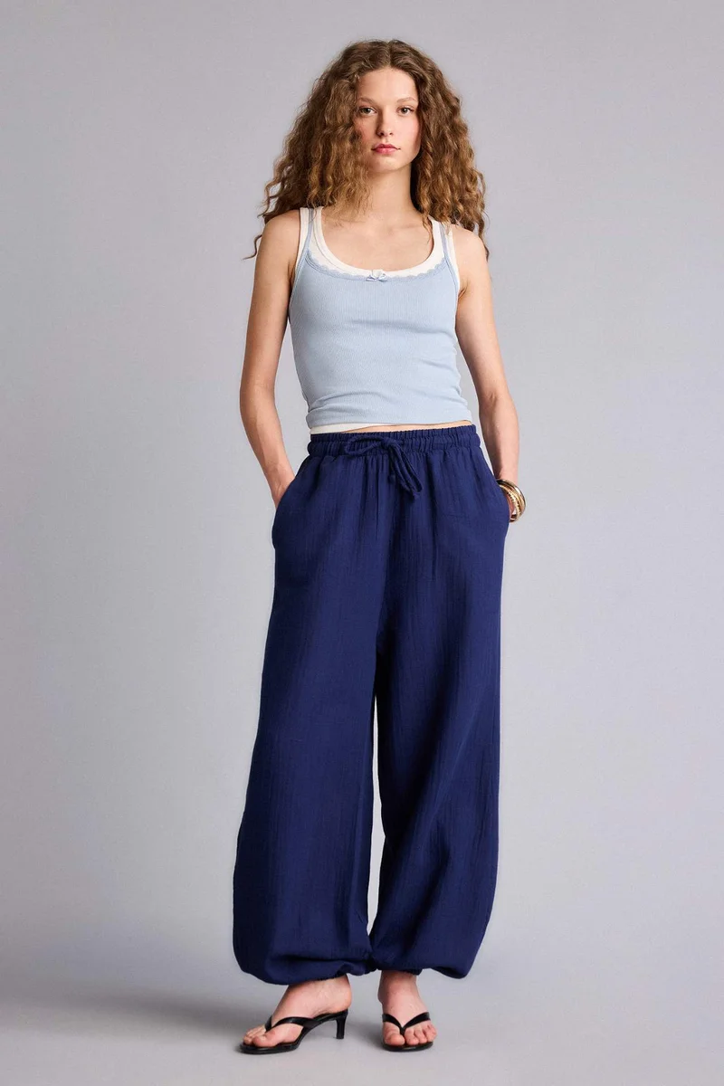 DeFacto Balloon Fit Double Pocket Muslin Trousers