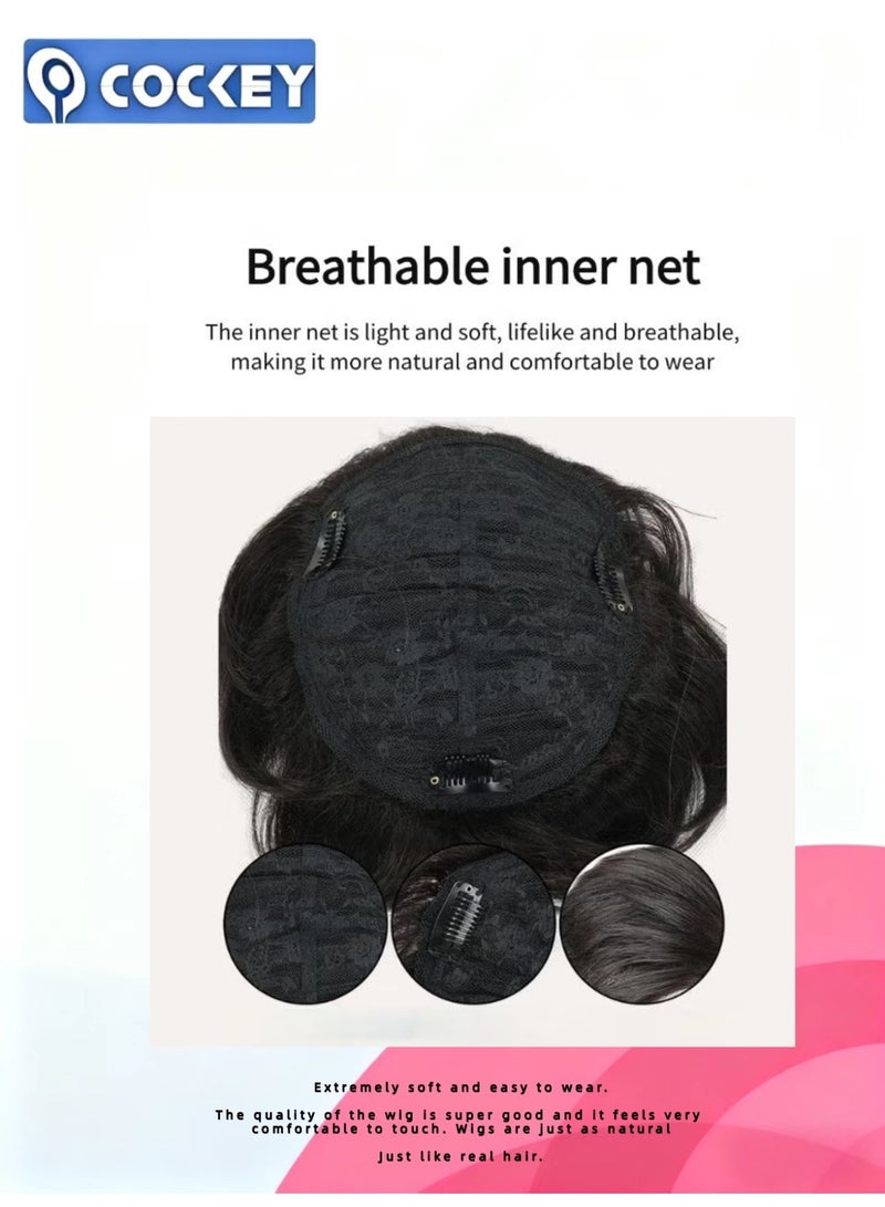 COCKEY Men's natural short wig (big slicked-back, men's natural style wig, natural black short wig, 16x18cm) - Image 4