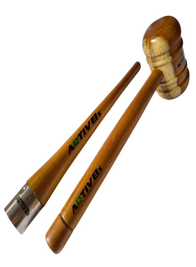 AQTIV8x Cricket Bat Mallet with Cone Combo - Premium Standard Size Wooden Bat Knocking Mallet, Cricket Bat Wooden Mallet/Hammer for Bat Knocking - Image 1