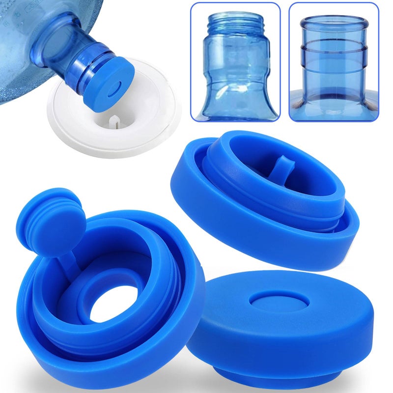 3 and 5 Gallon Water Jug Cap ReusableFood Grade Silicone Replacement Gallon Caps for 55mm Bottle and Water DispensersNonSpill 5 Gal Water Jug Cap Replacement Cover Patented3 Pack