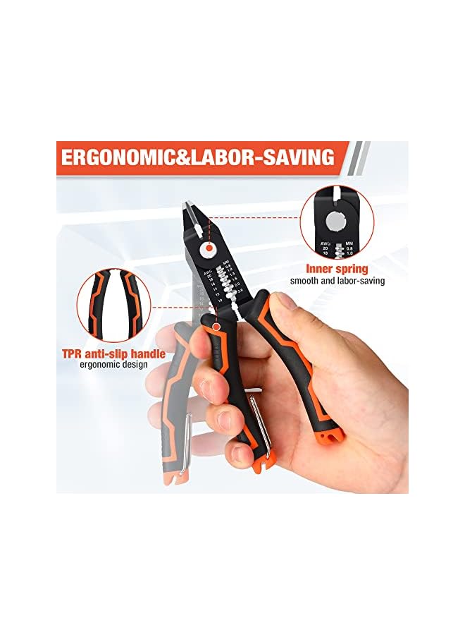 ValueMax Wire Stripper and Cutters, 10-22 AWG Wire Stripper Tool, 6-inch Flush Cutters with Safety Lock and Curved Bevel Design, Diagonal Side Cutters for Electronics, Jewelry, 3D Printing, and Crafts - Image 3