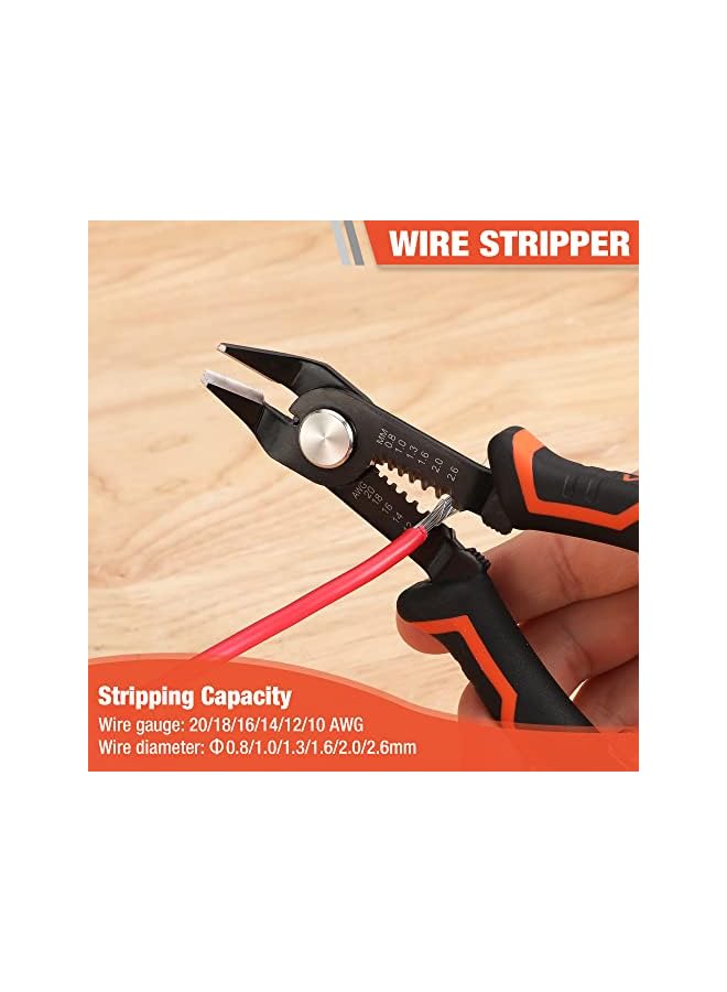 ValueMax Wire Stripper and Cutters, 10-22 AWG Wire Stripper Tool, 6-inch Flush Cutters with Safety Lock and Curved Bevel Design, Diagonal Side Cutters for Electronics, Jewelry, 3D Printing, and Crafts - Image 5