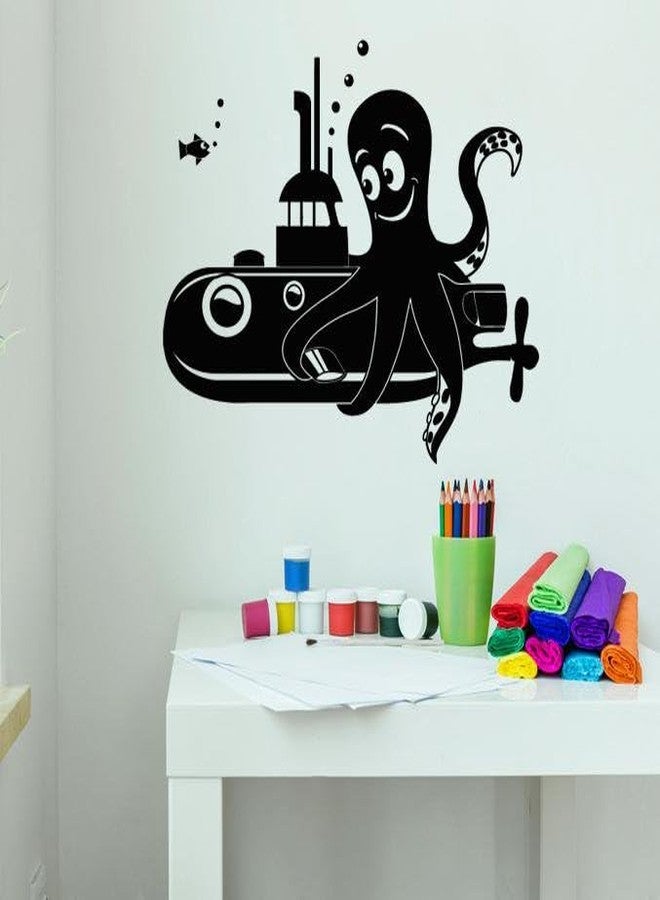SnappySticker Cartoon Octopus Submarine Wall Sticker for Bedroom Living Room Office ? Large Removable Waterproof Vinyl Wall Decal ? Home Decor Sticker Size: 27 X33