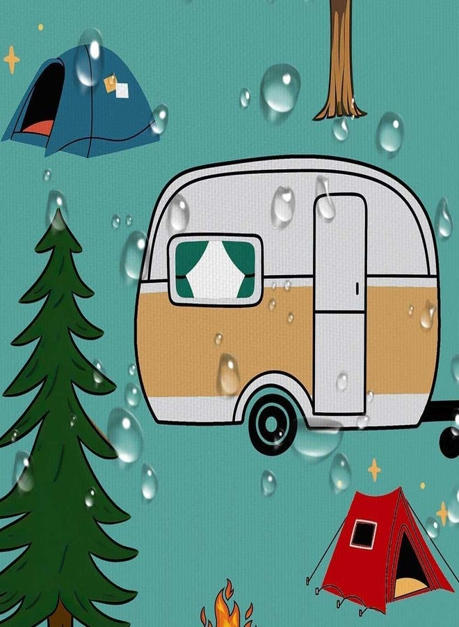 NYMB RV Shower Curtain, Camper Shower Curtains for Travel Trailer, Camping Small Narrow Shorter Fabric Shower Curtains Set, Campsite Outdoors Travel Hiking Bathroom Decor Accessories with Hooks - Image 4