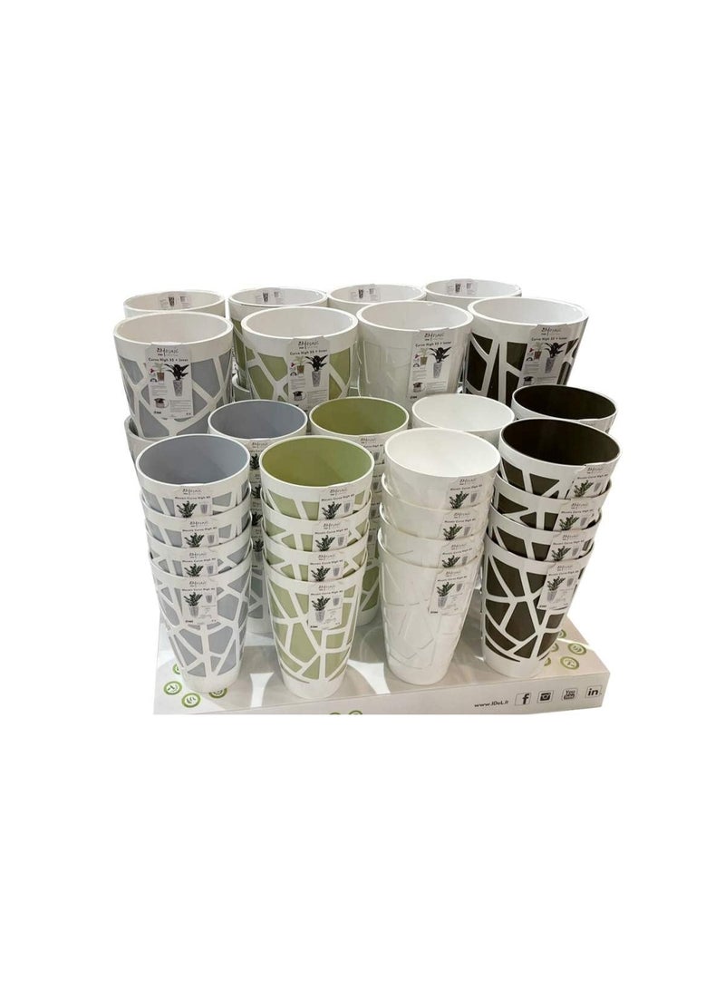 أيدل وعاء زهور بلاستيكي مزخرف مقوس 40 سم - وعاء دائري للزراعة الداخلية والخارجية للبالكون، وتوب الطاولة والحديقة - وعاء نباتي زخرفي متعدد الألوان - مصنوع في إيطاليا - من إيديل - Image 4