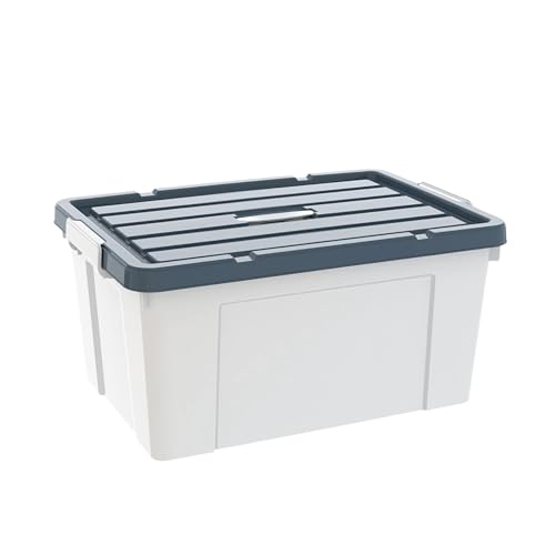 KREPS® Heavy-Duty Stackable Storage Boxes with Lids, Multi-Size Organizer Bins (PP Plastic), for Clothes, Toys, Snacks, Books, Home Storage, Grey-White Color. (Pack of 1, X-Large - 51 X 39 X 32.5 CM) - Image 1