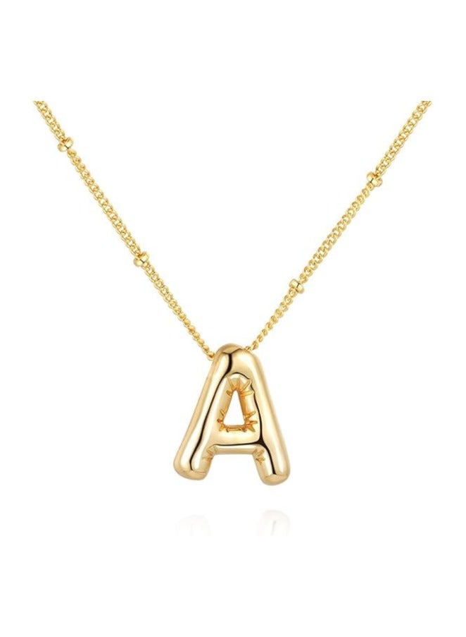 Fayrouz Jewellery 18K Yellow Gold Plated Real Gold Stainless Steel Necklace 26 Letters New Shiny Balloon Big Size A-Z Bubble Initials Wishbone Chain - Image 1
