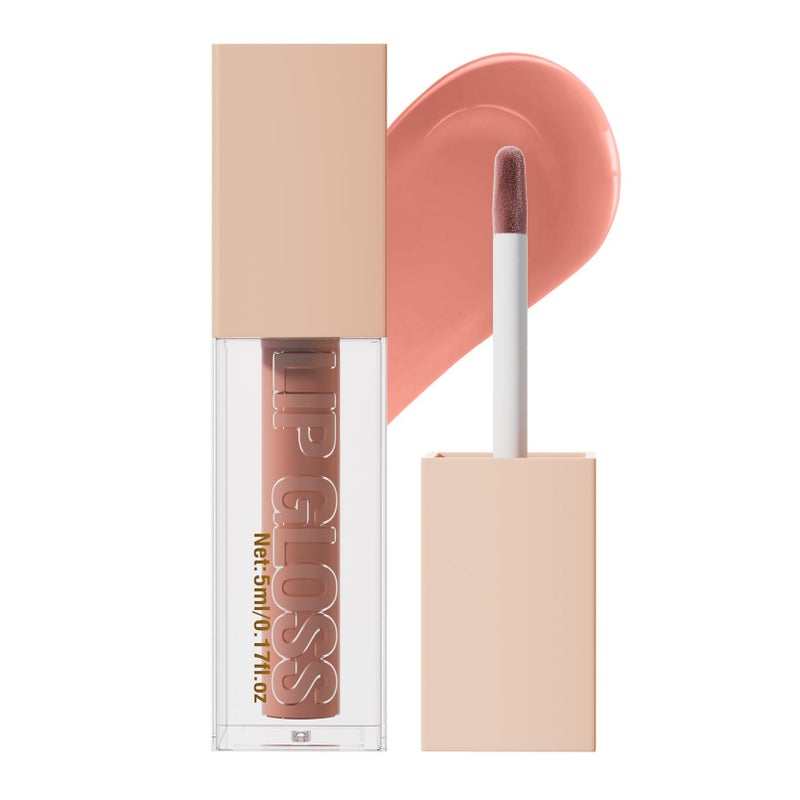 GQ Lifter Gloss, Hydrating Lip Gloss with Hyaluronic Acid, High Shine for Plumper Looking Lips, Topaz, Terracotta Neutral, 0.18 Ounce (08#STONE, 0.18 Fl Oz (Pack of 1))