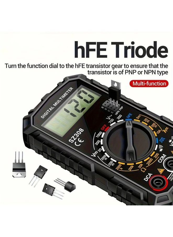 High Precision Digital Multimeter True RMS AC DC Voltage Current Tester SZ308 Black - Image 4