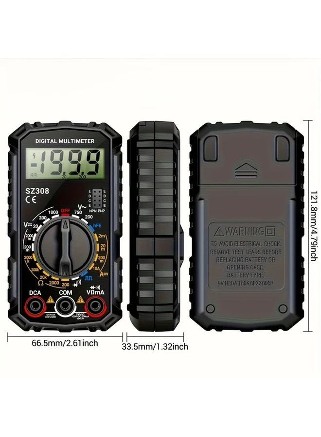 High Precision Digital Multimeter True RMS AC DC Voltage Current Tester SZ308 Black - Image 3
