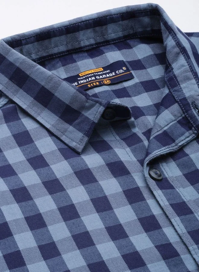 ذا انديان كراج كو Men Regular Fit Checkered Full Sleeves Cutaway Collar Casual Shirt