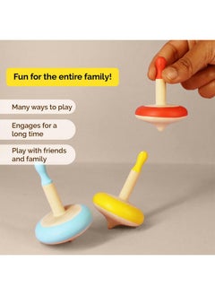 Shumee Shumee Wooden Spinning Top Toy for Kids Age 3+ Multicolor Set of 3 | Hand-Eye Coordination Building | Non-Toxic, Montessori-Inspired for Indoors, Outdoor Play Anywhere | Activity Toys  - Image 4