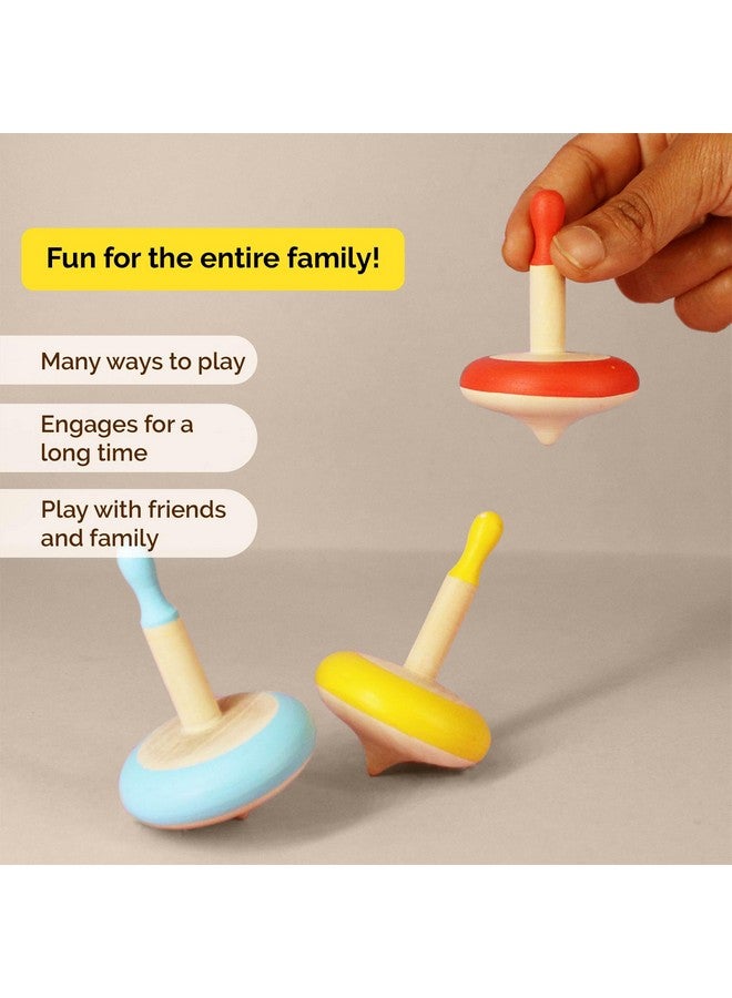 Shumee Wooden Spinning Top Toy for Kids Age 3+ Multicolor Set of 3 | Hand-Eye Coordination Building | Non-Toxic, Montessori-Inspired for Indoors, Outdoor Play Anywhere | Activity Toys - Image 4