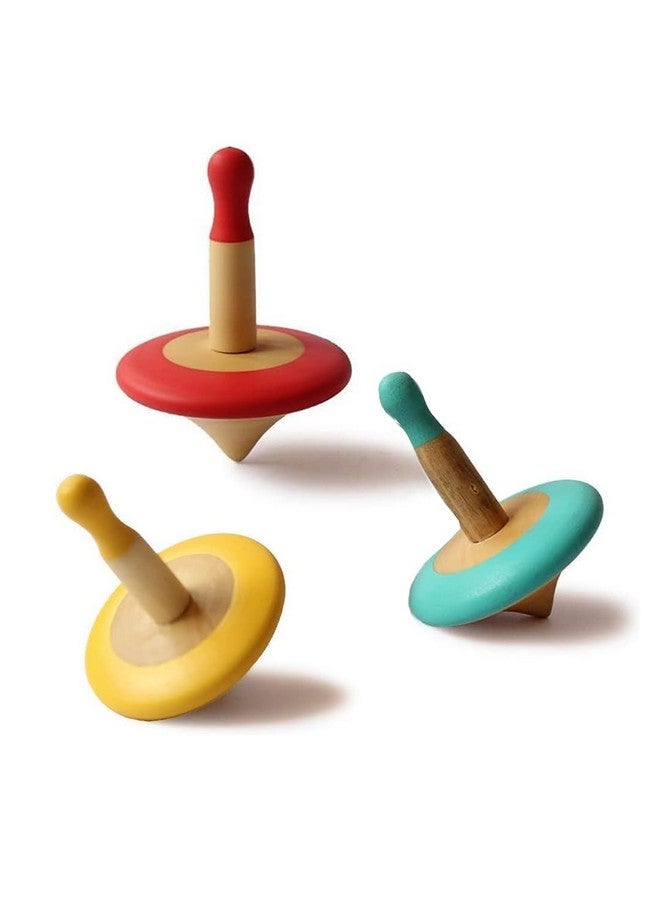 Shumee Wooden Spinning Top Toy for Kids Age 3+ Multicolor Set of 3 | Hand-Eye Coordination Building | Non-Toxic, Montessori-Inspired for Indoors, Outdoor Play Anywhere | Activity Toys - Image 1