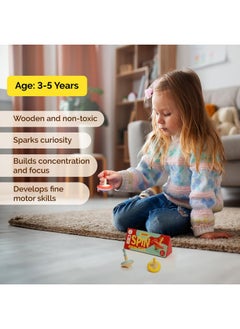 Shumee Shumee Wooden Spinning Top Toy for Kids Age 3+ Multicolor Set of 3 | Hand-Eye Coordination Building | Non-Toxic, Montessori-Inspired for Indoors, Outdoor Play Anywhere | Activity Toys  - Image 2
