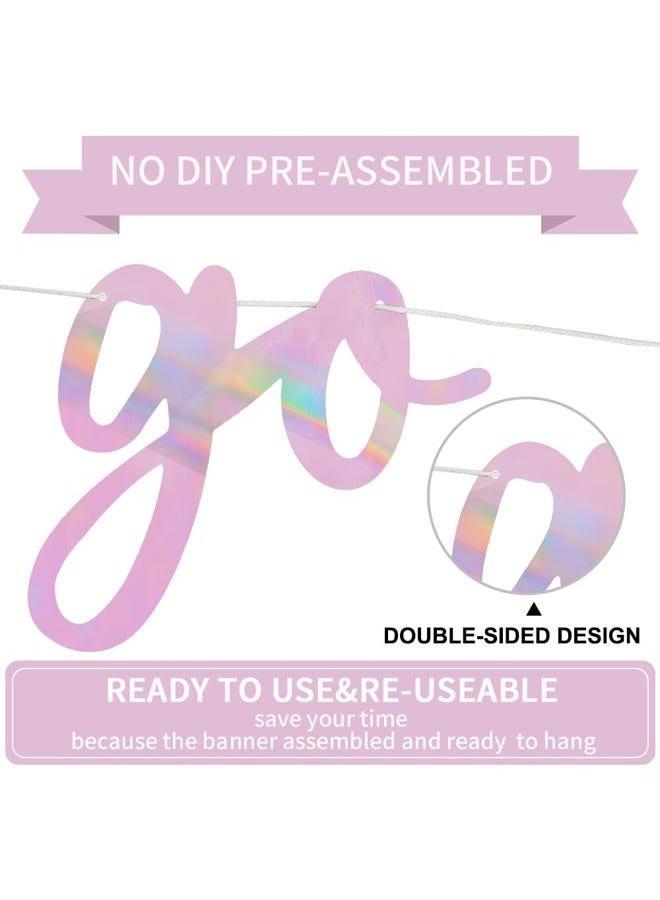 BEISHIDA Shining Color Pink Go Shawty It's Your Birthday Banner 11.4Feet,NO DIY-Hip Hop Theme Glitter Happy Birthday Banner Pre-Strung Rap Theme Happy Birthday Sign for Man Women birthday Party Supply - Image 3