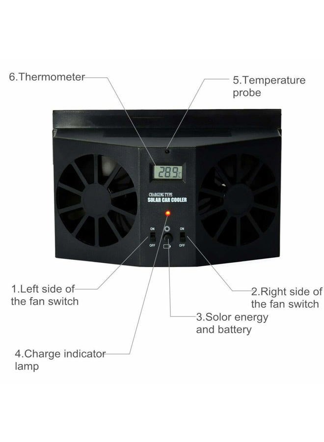 Maso Solar Powered Car Exhaust Fan, Car Radiator Fan, Energy Saving Air Vent Radiator Air Purifiers 2W ABS（Black） - Image 2