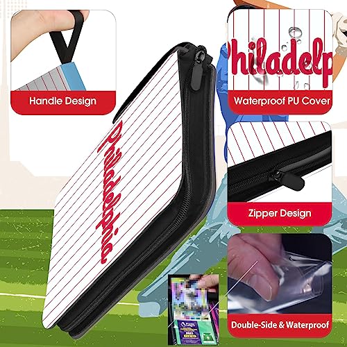 KivolFun Baseball Card Binder with Sleeves 900 Pocket, Philadelphia Baseball Trading Card Holder Baseball Collector Album Sports Trading Card 3 Ring Binder Storage Book Folder Case - Image 2