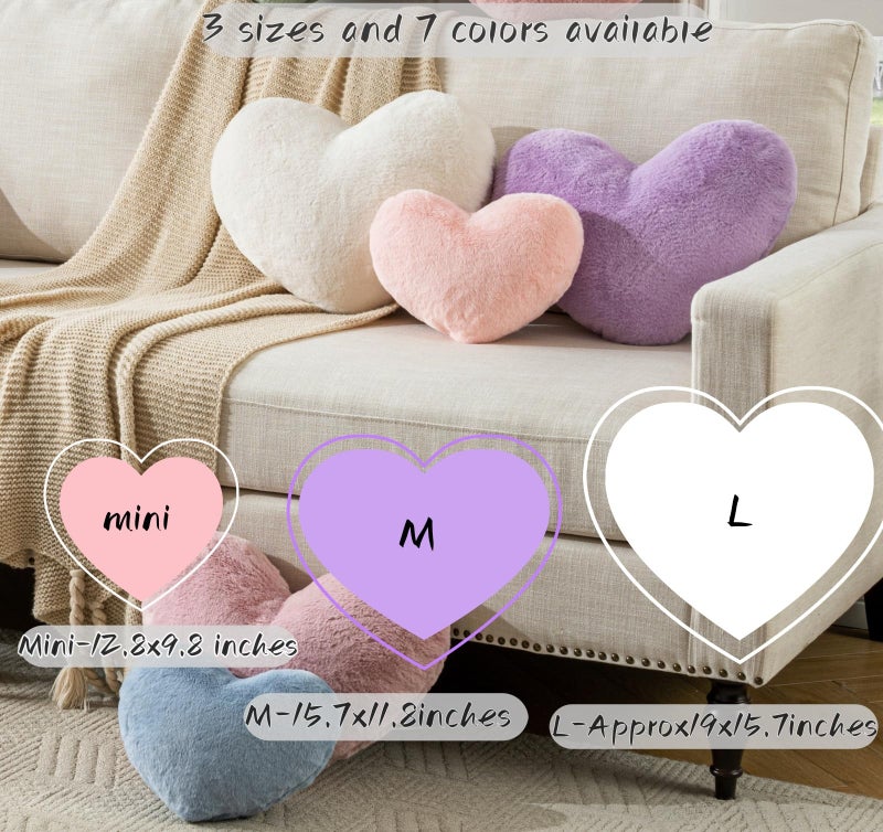 Vdoioe Heart Pillow Fluffy Pink Heart Shaped Throw Pillows Super Soft Faux Rabbit Fur Heart Throw Pillow Room Decorative Pillow,Wedding Decor - Image 4