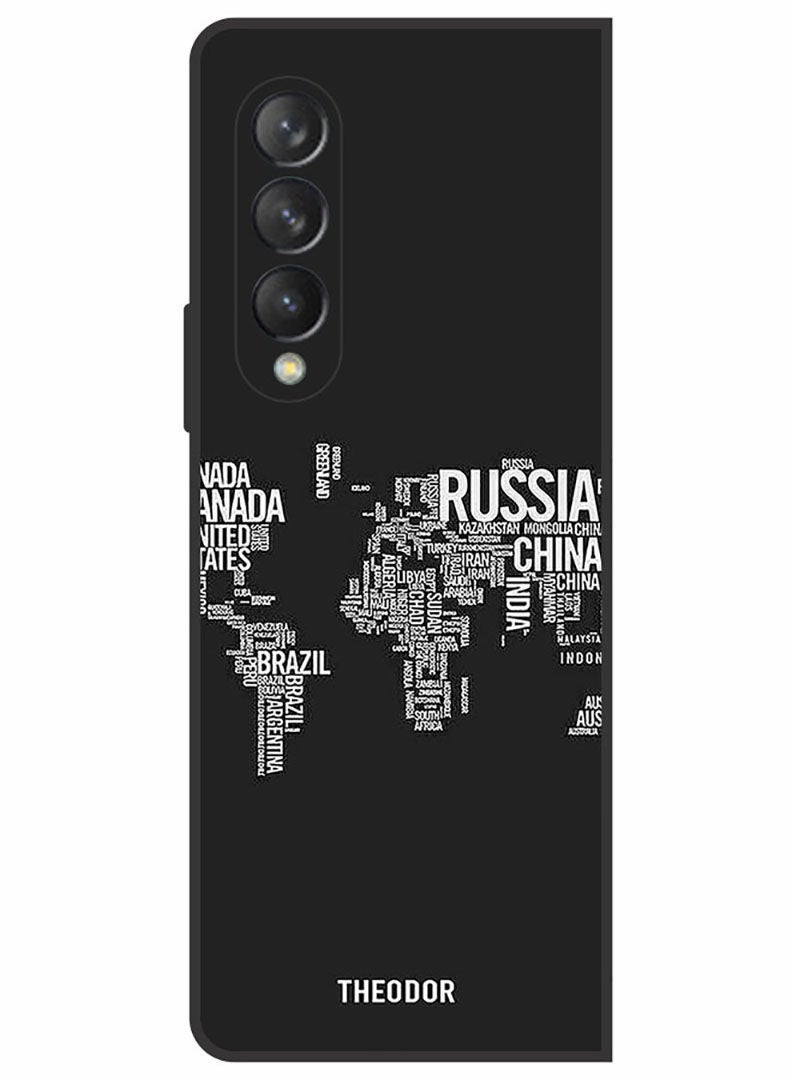 Theodor Protective Case Cover For Samsung Galaxy Z FOLD 3 5G  Written World Map - Image 1