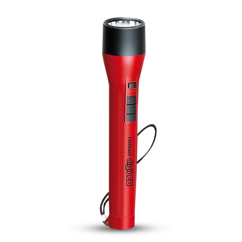 Eveready Eveready Glostar DL50 075W LED Torch Powered by 3 AA Batteries Super Bright White LED 2400 Lux Output Wide Beam Range Strong Durable Plastic Body Red - Image 1