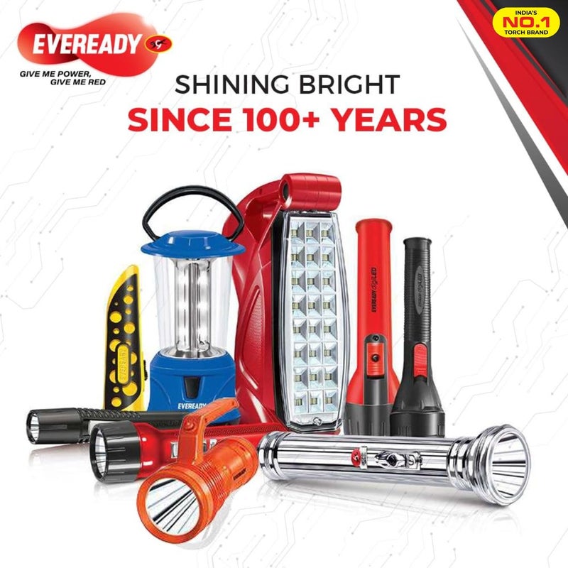 Eveready Eveready Glostar DL50 075W LED Torch Powered by 3 AA Batteries Super Bright White LED 2400 Lux Output Wide Beam Range Strong Durable Plastic Body Red - Image 5