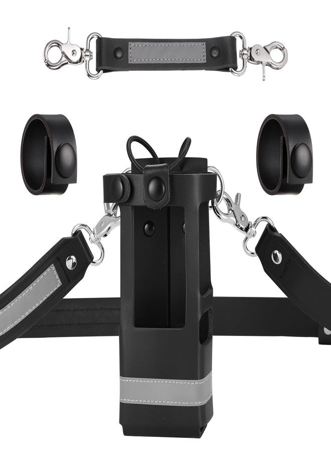 abcGoodefg Leather Firefighter Radio Strap and Holder, Leather Radio Holster (Reflective) - Image 1