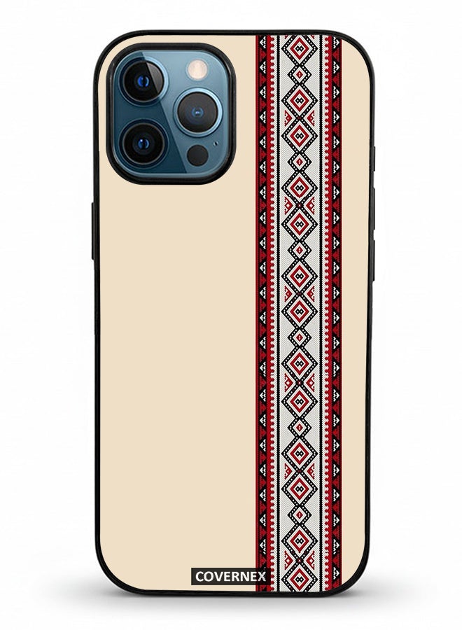 Covernex Apple iPhone 12 Pro Max Protective Case Cover Printed Featuring Traditional Tribal Embroidery Strip - Image 2