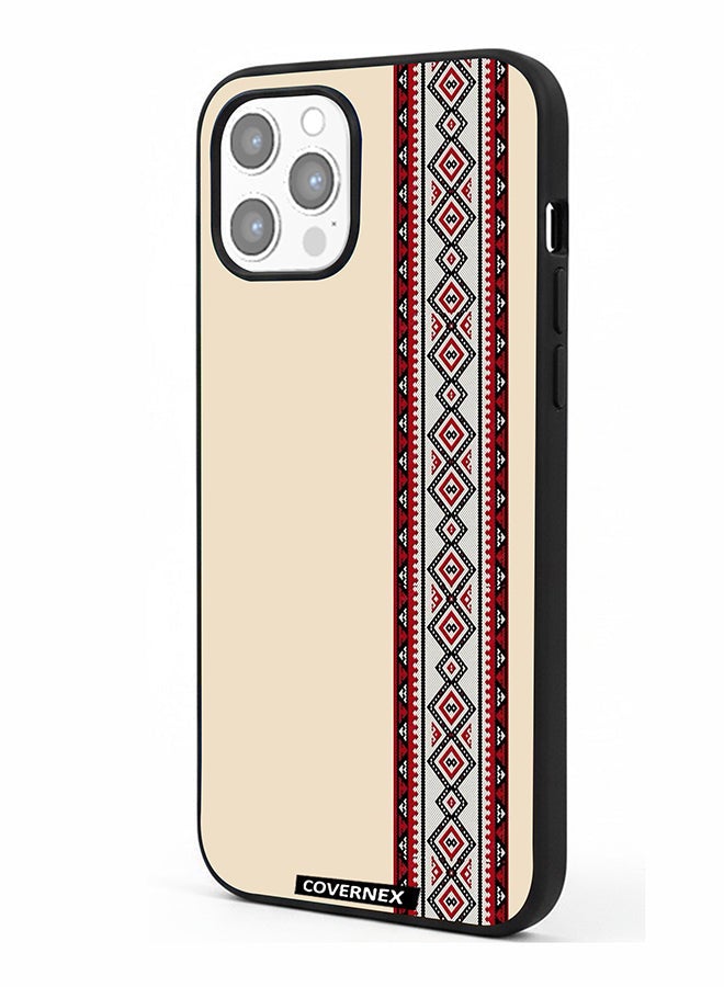 Covernex Apple iPhone 12 Pro Max Protective Case Cover Printed Featuring Traditional Tribal Embroidery Strip - Image 1
