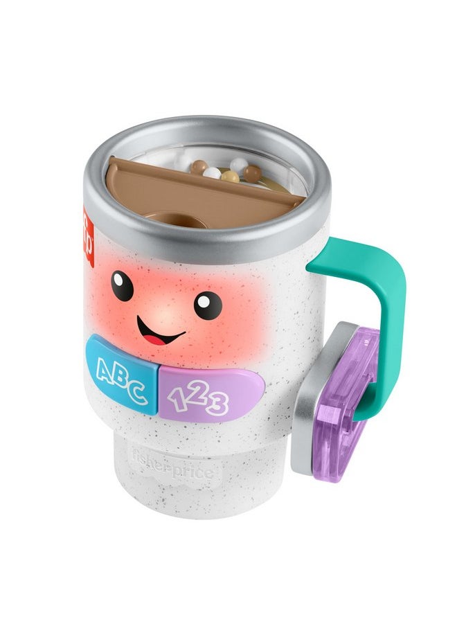 فيشر برايس كوب قهوة Fisher-Price Laugh & Learn للأطفال الصغار والرضع مع أضواء وموسيقى للأطفال بعمر 6 أشهر فما فوق، إصدار متعدد اللغات، HXF49  - Image 4