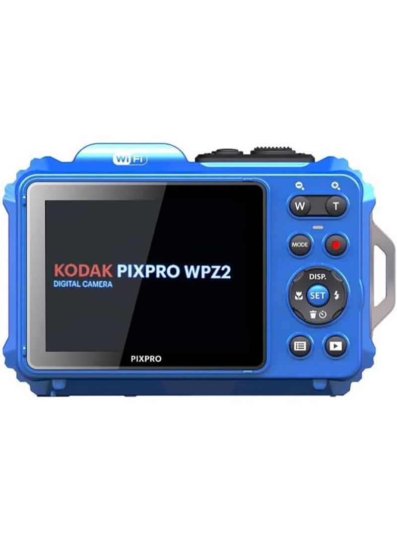 كوداك كاميرا كوداك بيكس برو WPZ2 الرقمية المقاومة للماء والصدمات والغبار مع واي فاي 16 ميجابكسل 4X زوم بصري فيديو بدقة 1080P كاميرا مدونات 2.7" LCD (أزرق) - Image 4