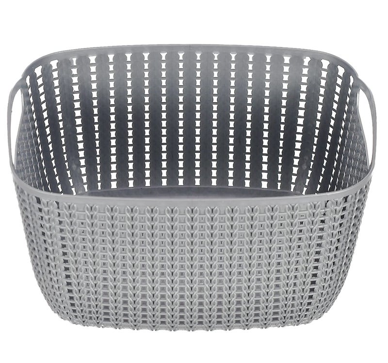 Kuber Industries Kuber Industries Multiuses Small M 25 Plastic BasketOrganizer With Lid Pack of 2 Grey 46KM029  - Image 5