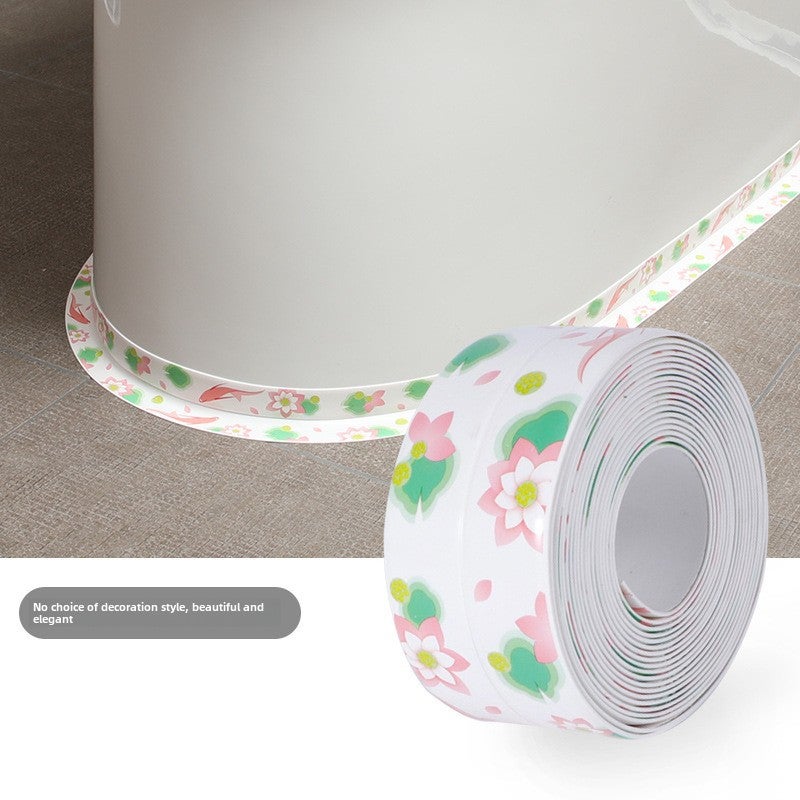Waterproof Mildewproof Sealing Tape for Bathroom [Lotus Pond Koi] 3.8cm wide waterproof glue 