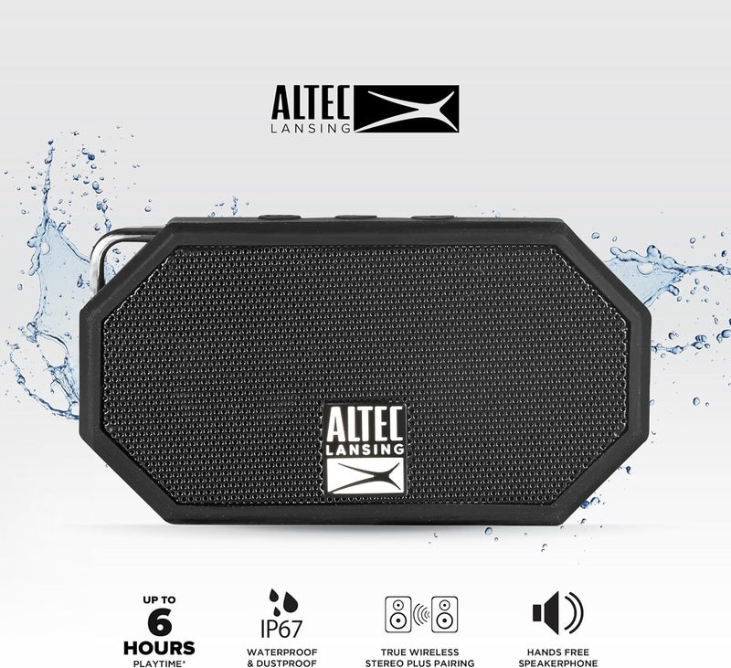 Altec Lansing Mini H2O - Waterproof Bluetooth Speaker, IP67 Certified & Floats in Water, Compact & Portable Speaker for Hiking, Camping, Pool, and Beach,Black - Image 2