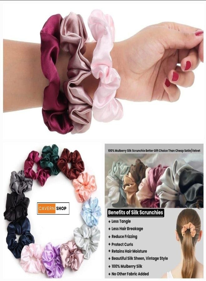 CAVERNSHOP Premium 12 PCS Satin Scrunchies for Women/Girls in 12 Colors - Anti-Hair-Breakage Hair Ties, Stylish Scrunchie Set, Ideal Gift for Sister & Mom - Image 2