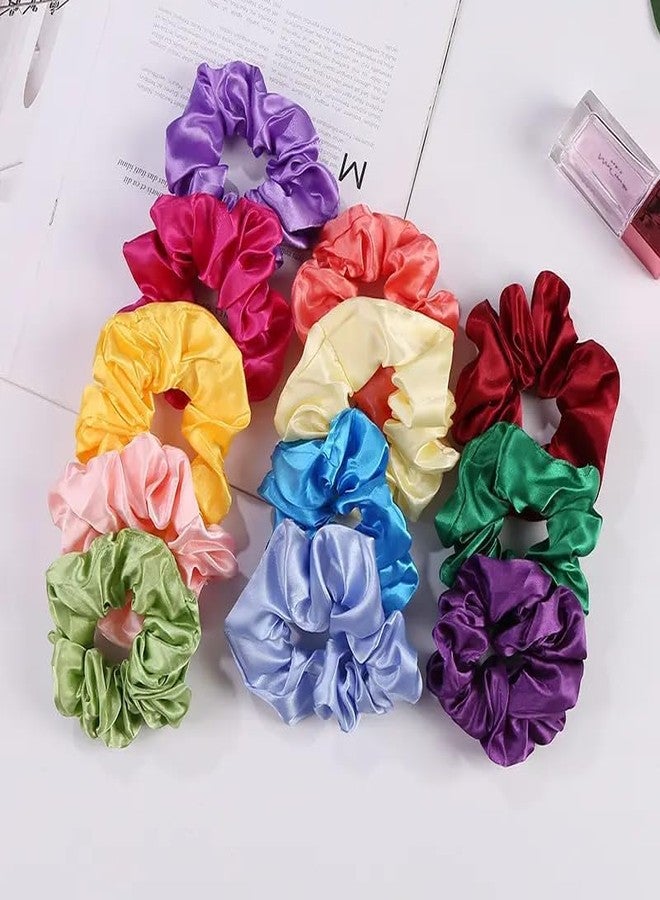 CAVERNSHOP Premium 12 PCS Satin Scrunchies for Women/Girls in 12 Colors - Anti-Hair-Breakage Hair Ties, Stylish Scrunchie Set, Ideal Gift for Sister & Mom - Image 1