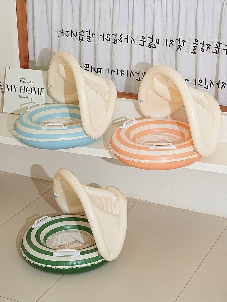 Ugly Baba Ins Best-Selling Kidsren''s Swimming Ring Awning Stripesd Seat Seat Baby Inflatable Water Play - Image 3