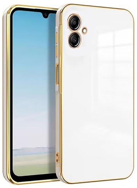 Compatible with Samsung Galaxy A06 cover, smooth veneer gold plated chrome, white Thin and smooth shock-proof full protectionSamsung Galaxy A06 case（white）