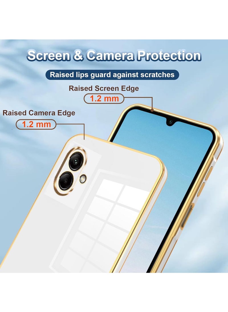 Compatible with Samsung Galaxy A06 cover, smooth veneer gold plated chrome, white Thin and smooth shock-proof full protectionSamsung Galaxy A06 case（white）