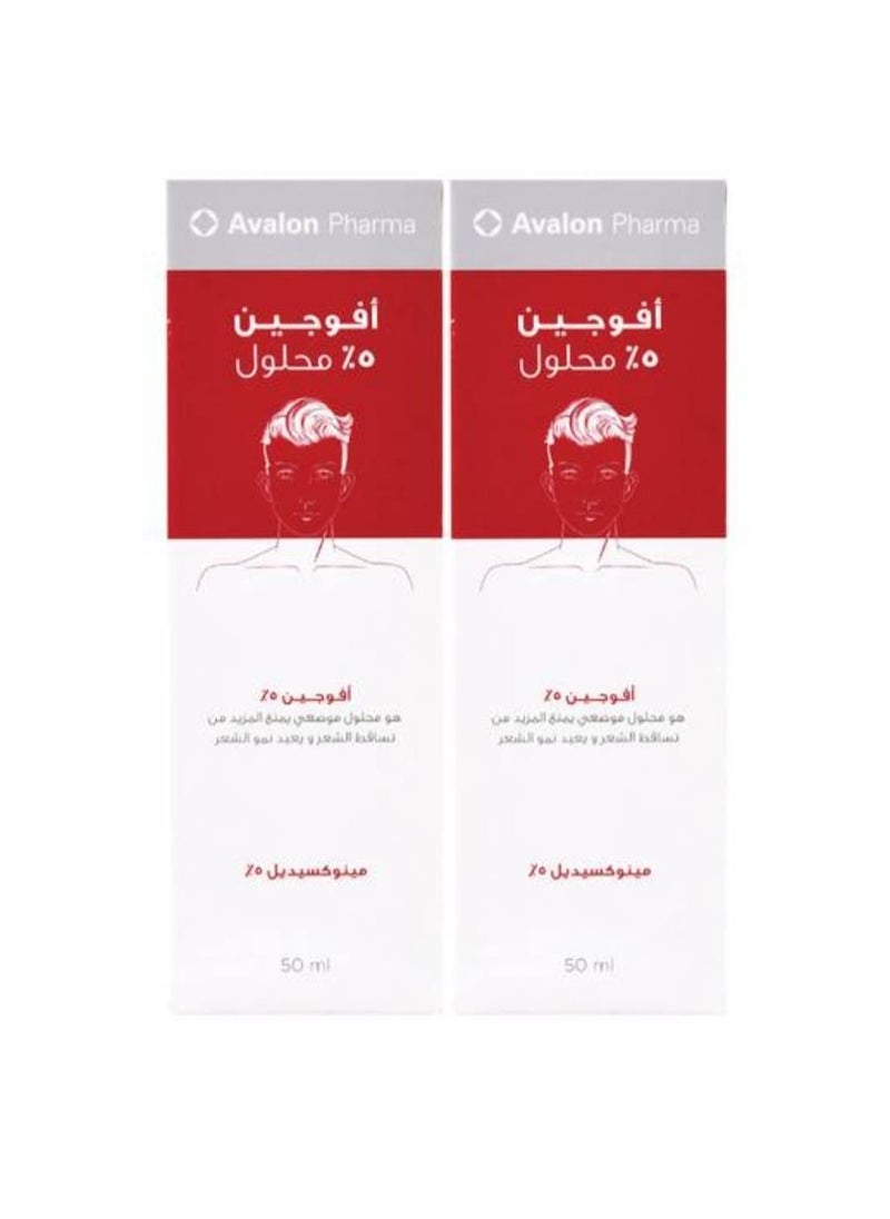 أفالون فارما افوجين مع 5% مينوكسيديل لمنع تساقط الشعر وتعزيز نمو الشعر عبوتين 50x2 مل شفاف 50ملليلتر 