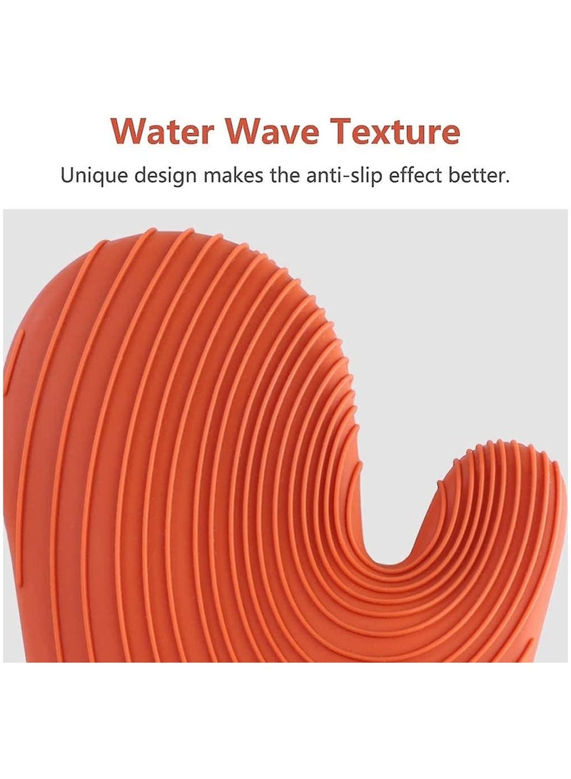 2 Pack Insulated High Temperature Thickened Silicone Oven Mitts Orange Thickened Silicone Heat Resistant Baking Gloves Kitchen Utensils  - Image 3
